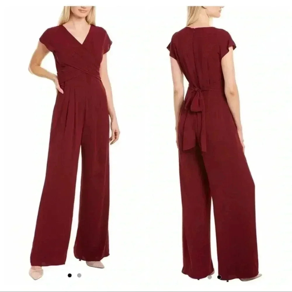 Gal Meets Glam Delaney Jumpsuit in Oxblood Red